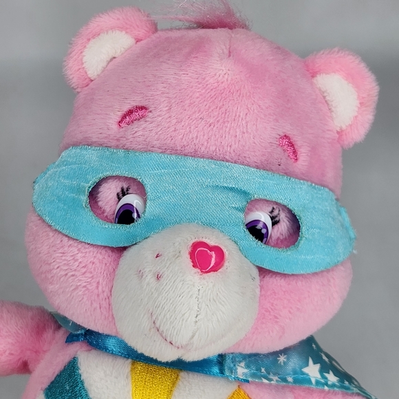 Care Bears Superhero Friends Hopeful Heart Bear Plush Beanie Pink - Picture 2 of 6
